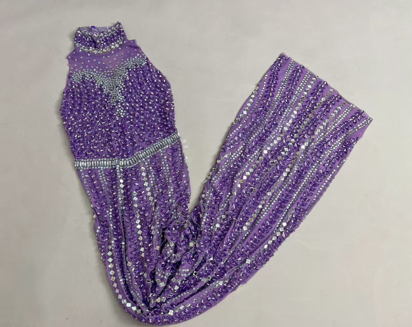 CELESINYI Zizi Crystal Amethyst Vine Gown