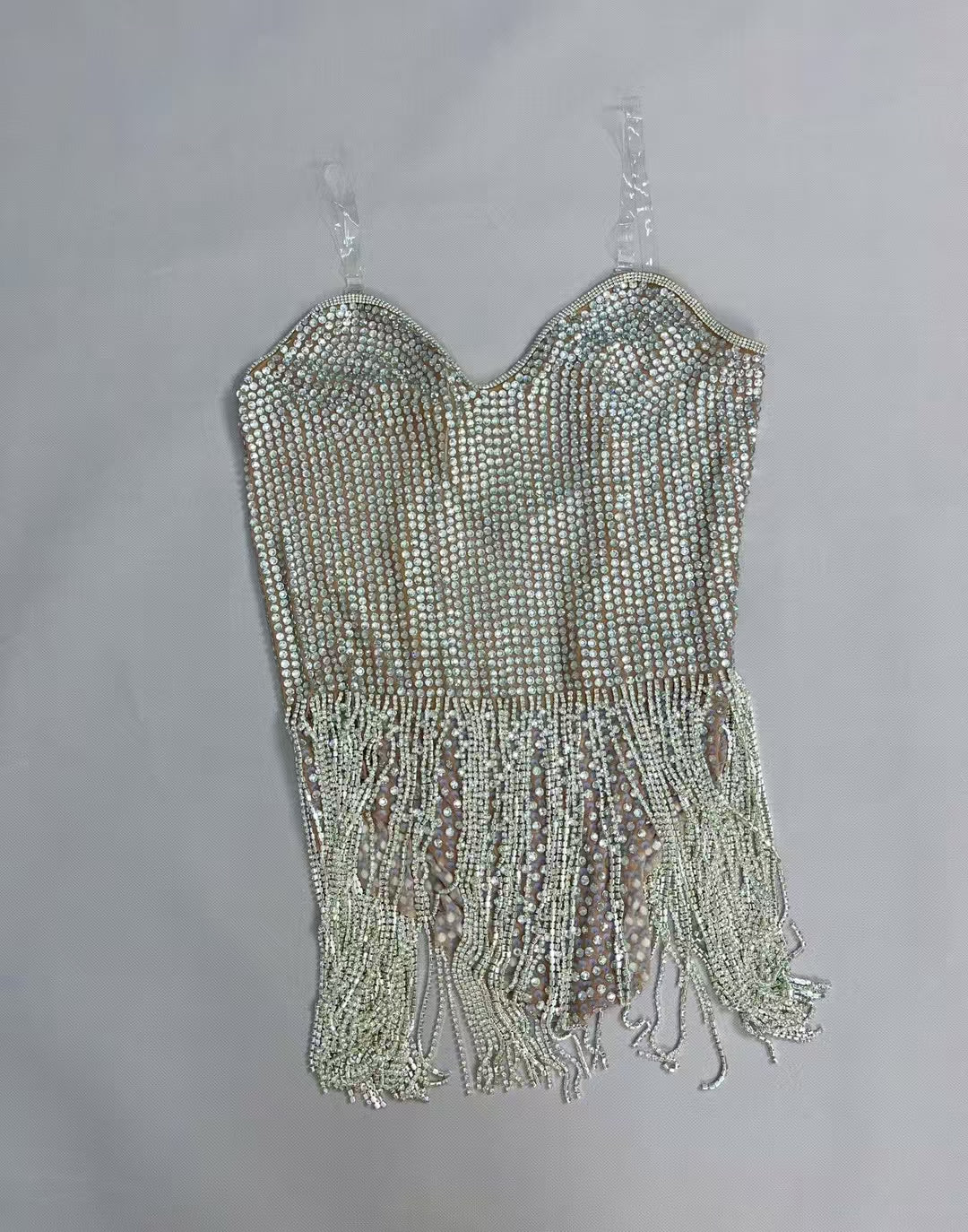 CELESINYI Manxing Crystal Sweetheart Full Stone Mini Dress
