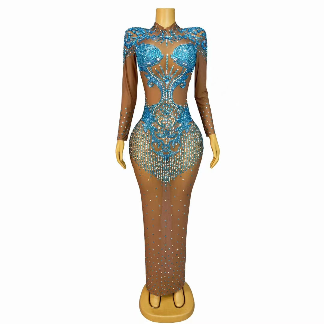 CELESINYI Qinglin Crystal Cyan Scale Bodysuit