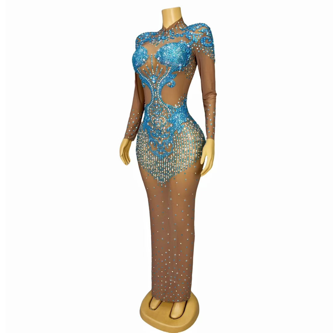 CELESINYI Qinglin Crystal Cyan Scale Bodysuit