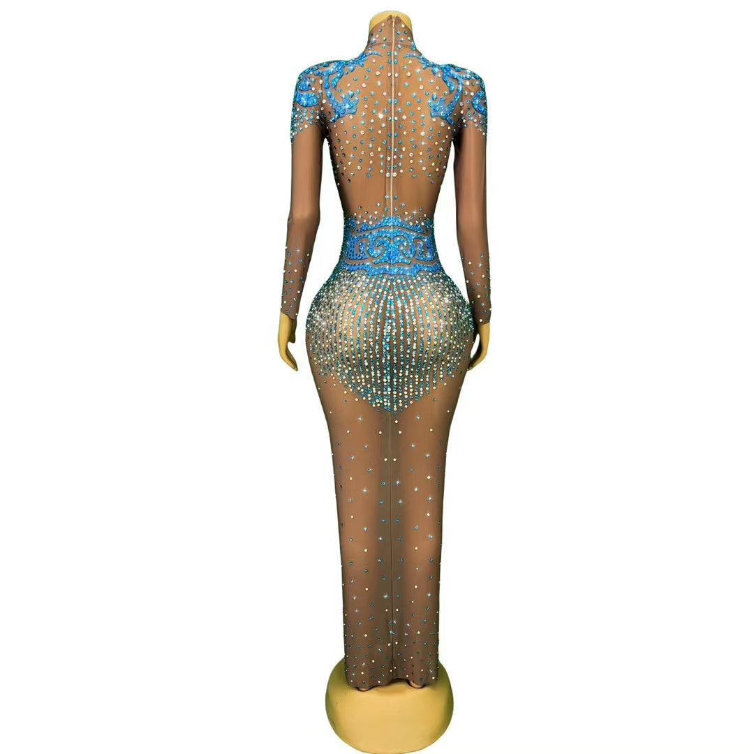 CELESINYI Qinglin Crystal Cyan Scale Bodysuit