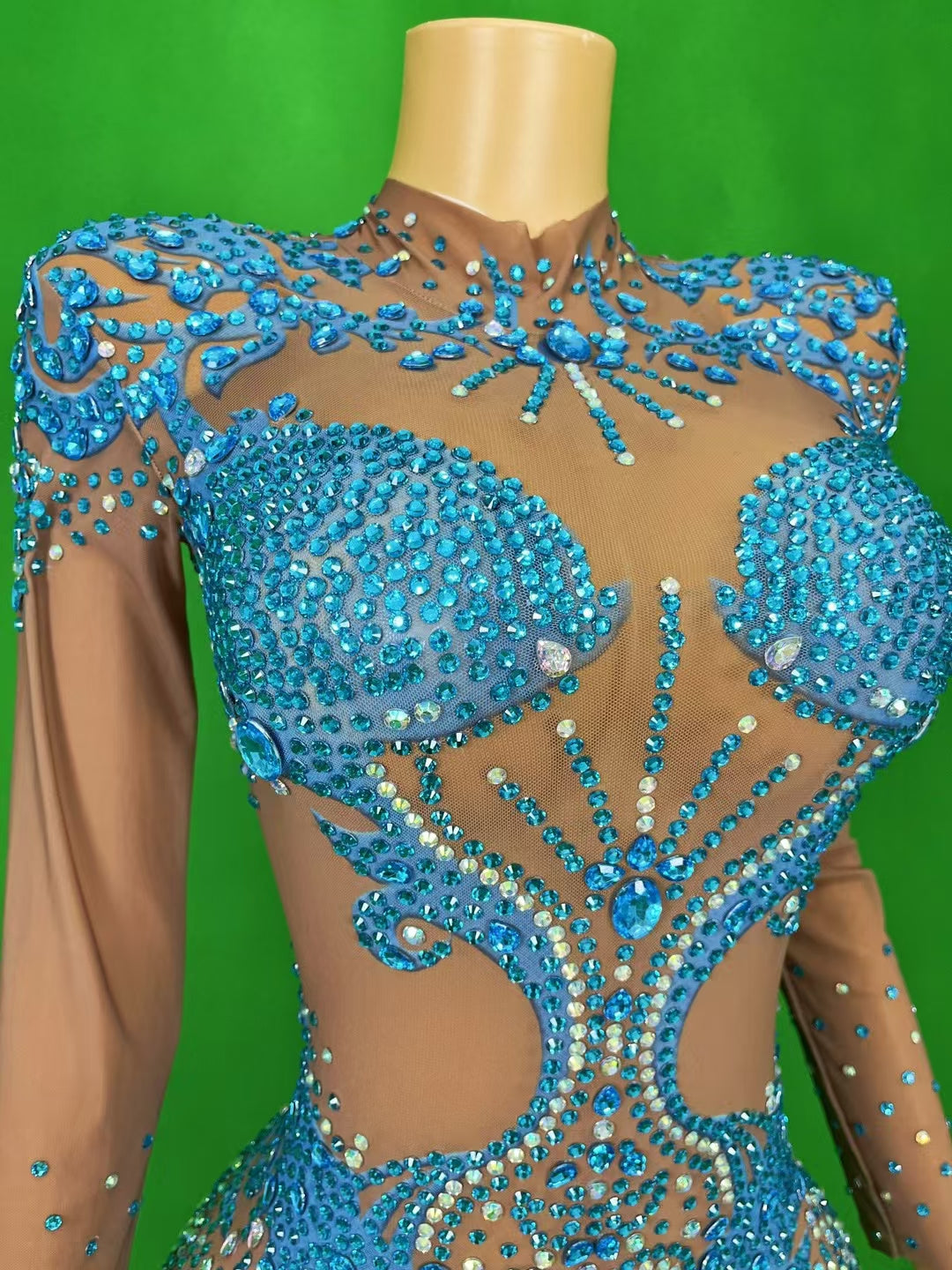 CELESINYI Qinglin Crystal Cyan Scale Bodysuit