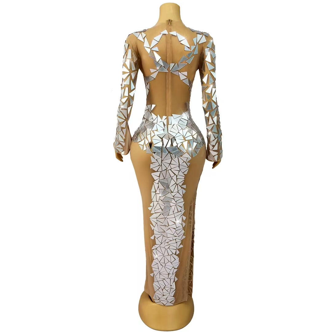 CELESINYI Luqi Crystal Mirror Keyhole Bodysuit