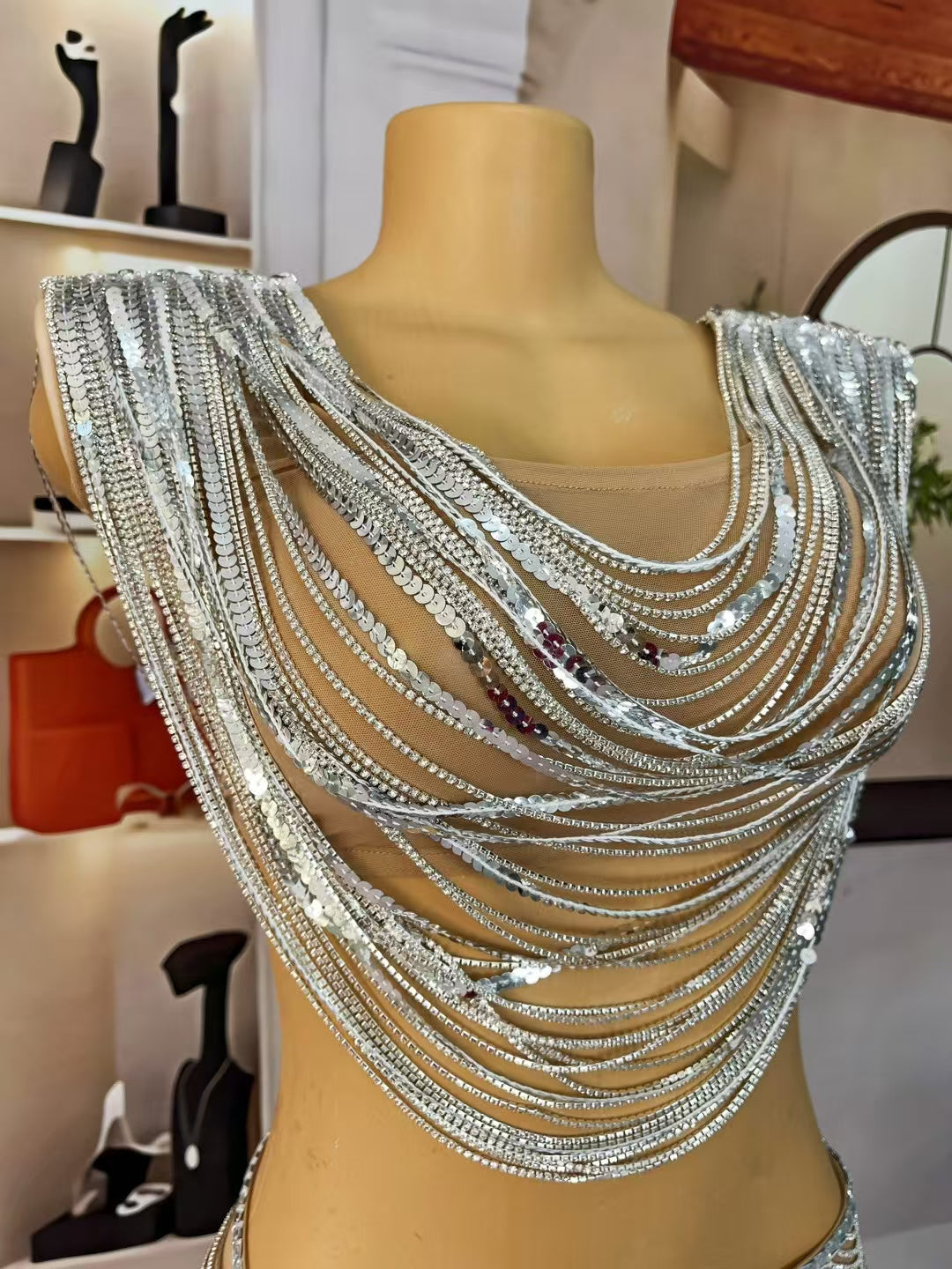 CELESINYI Liantiao Crystal Chain Two-Piece Set