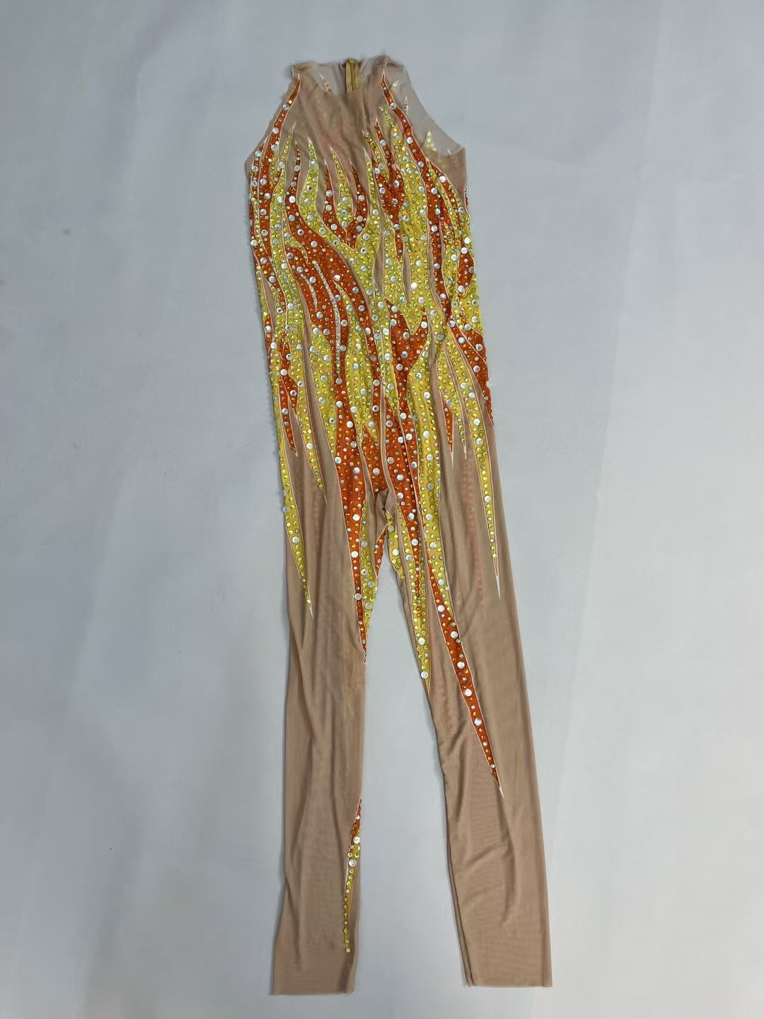 CELESINYI Jinhuowang Crystal Flame Print Bodysuit