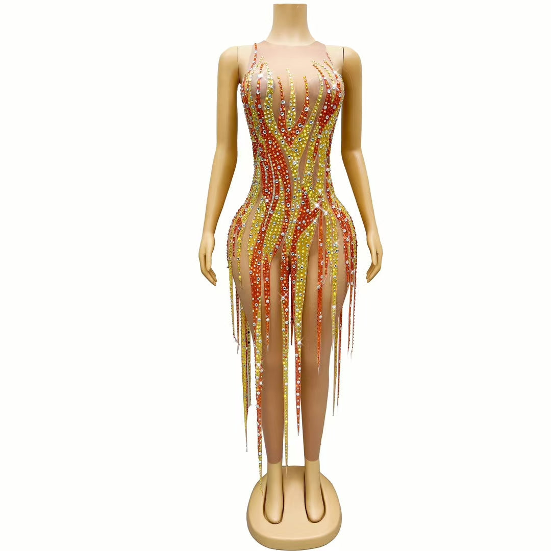 CELESINYI Jinhuowang Crystal Flame Bodysuit