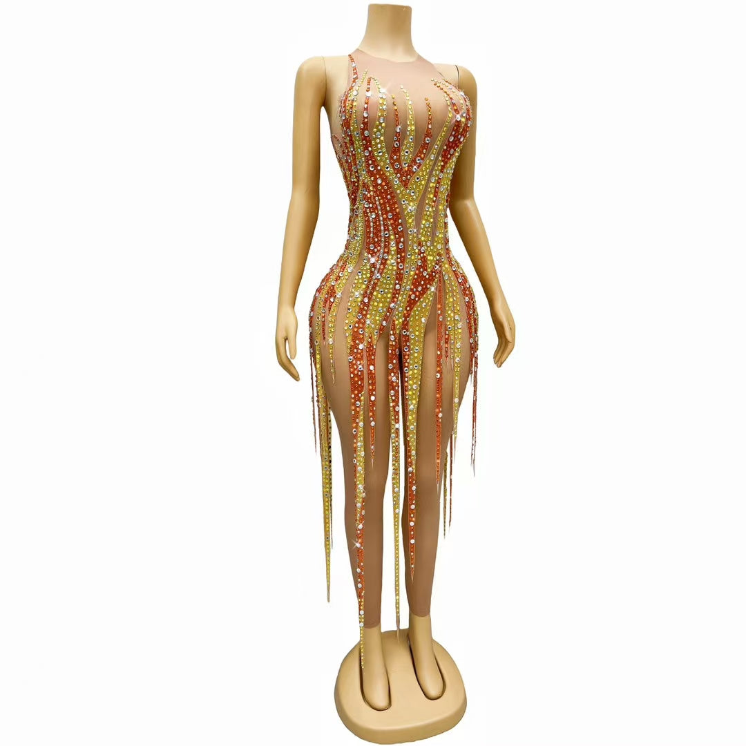 CELESINYI Jinhuowang Crystal Flame Bodysuit