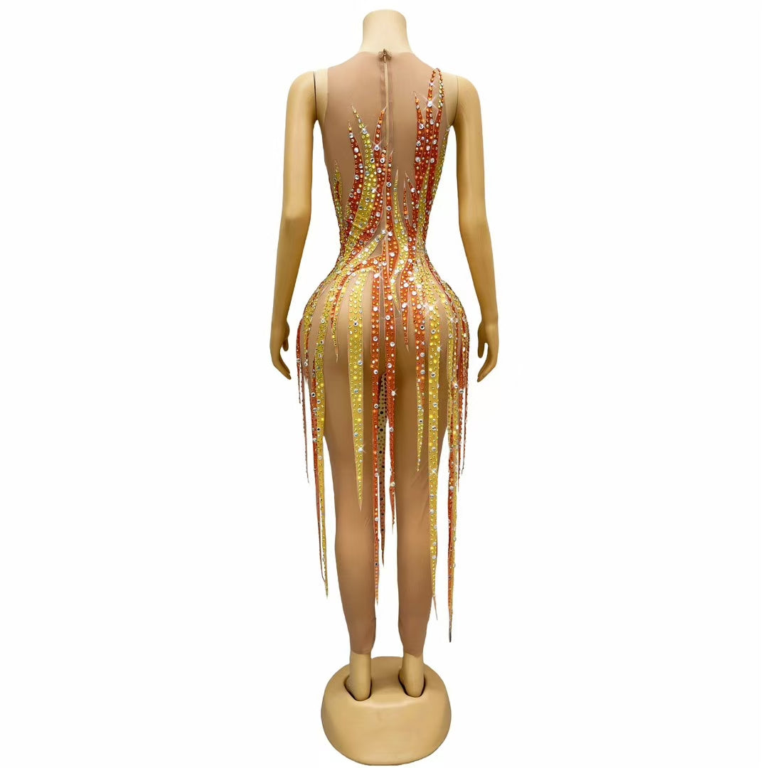 CELESINYI Jinhuowang Crystal Flame Bodysuit