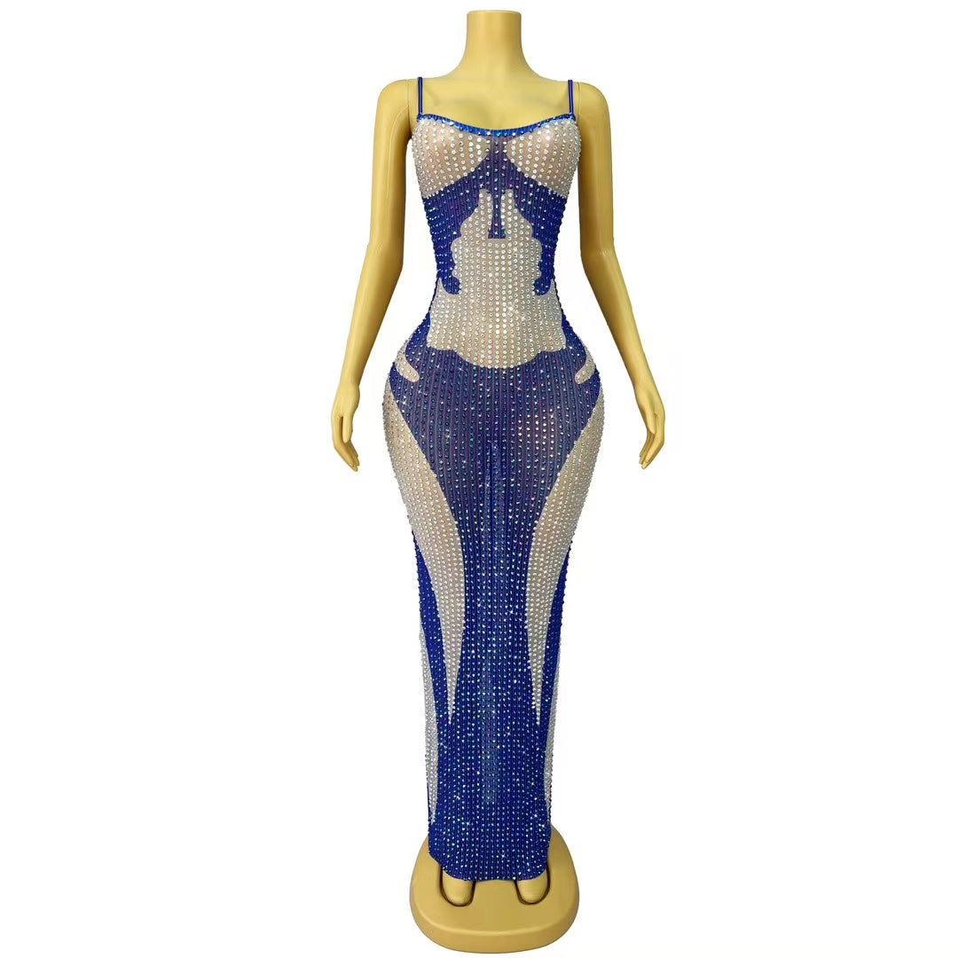 CELESINYI Lanhaiyang Crystal Electric Blue Gown