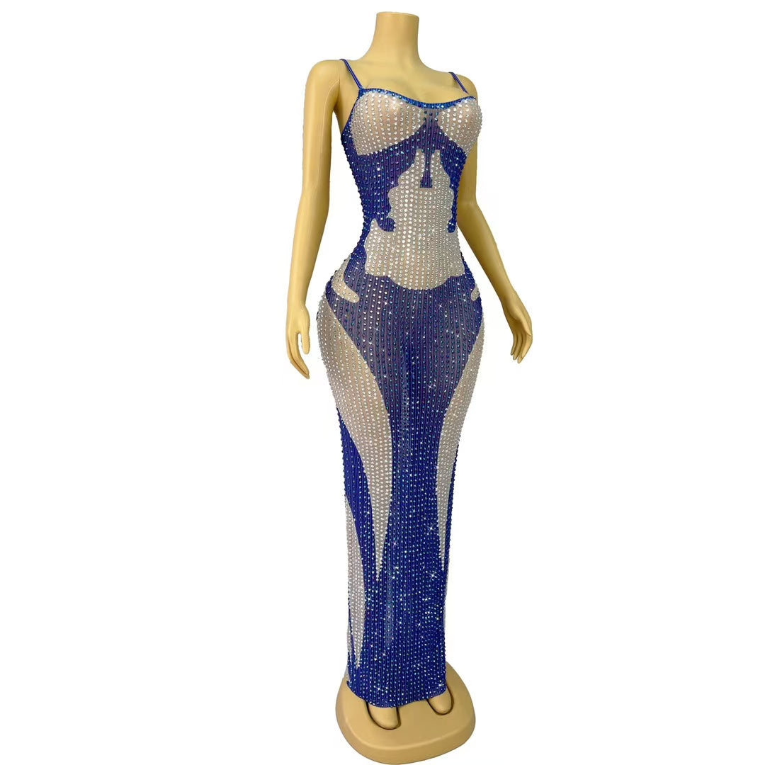 CELESINYI Lanhaiyang Crystal Electric Blue Gown
