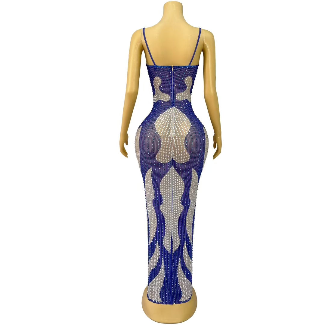 CELESINYI Lanhaiyang Crystal Electric Blue Gown