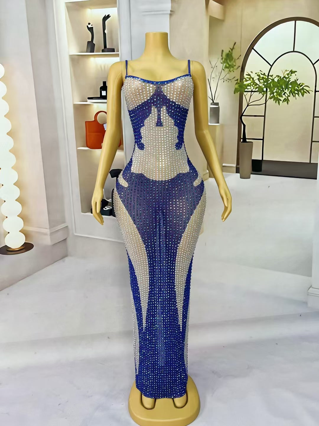 CELESINYI Lanhaiyang Crystal Electric Blue Gown