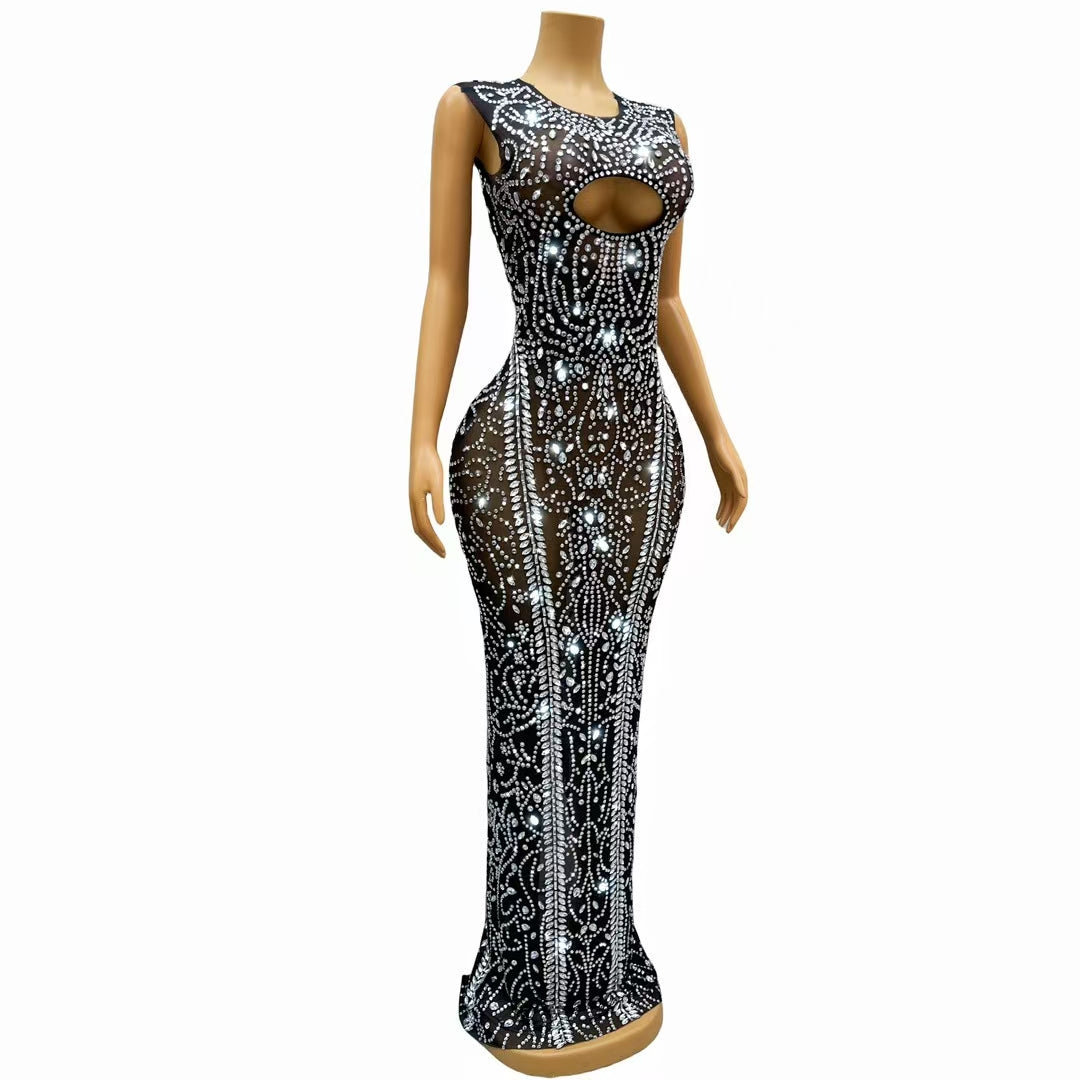 CELESINYI Moyu Crystal Moon Cutout Gown