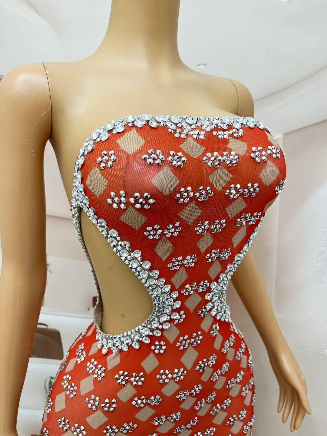 CELESINYI Linghua Crystal Diamond Lace Mermaid Gown
