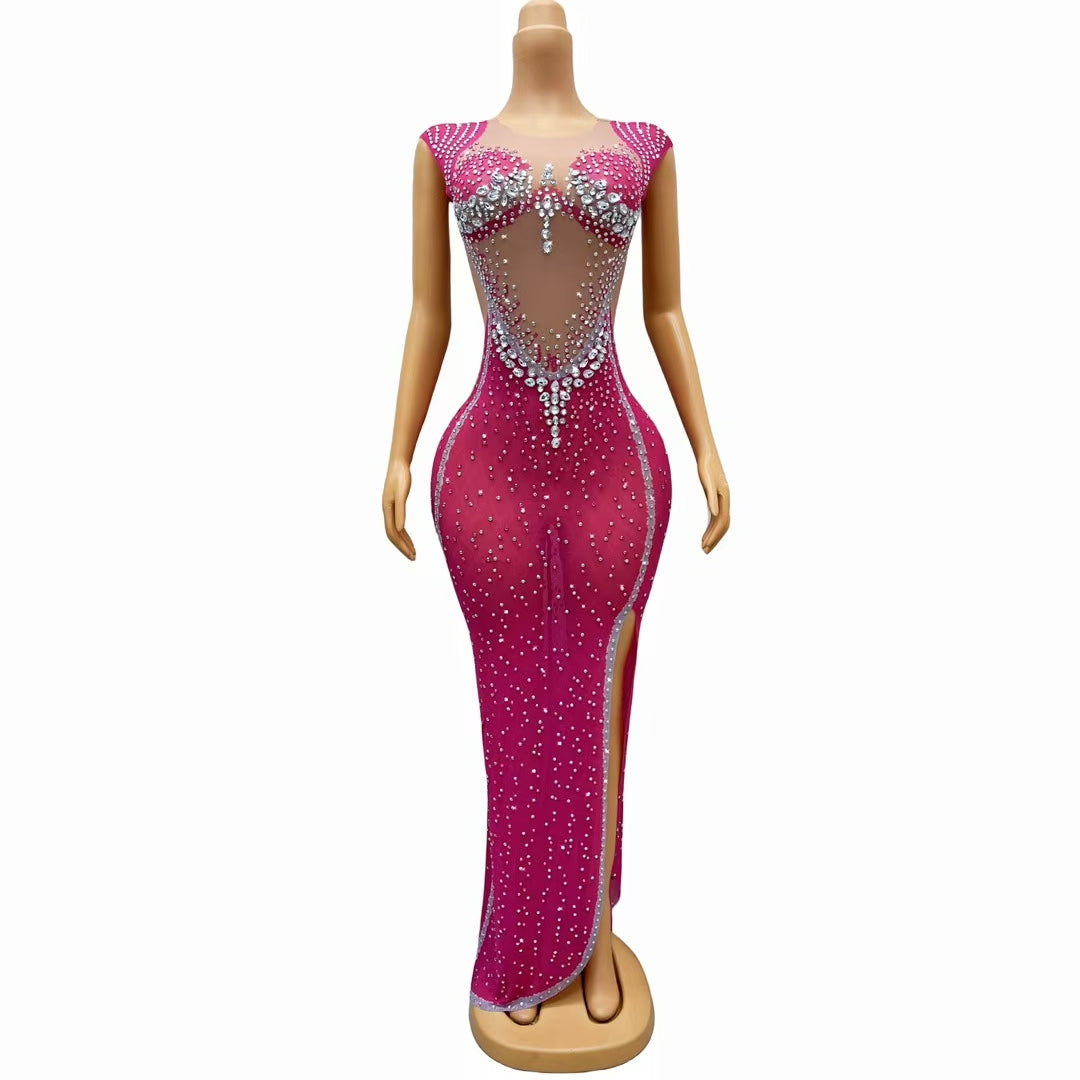 CELESINYI Lanbing Crystal Fuchsia Bodysuit