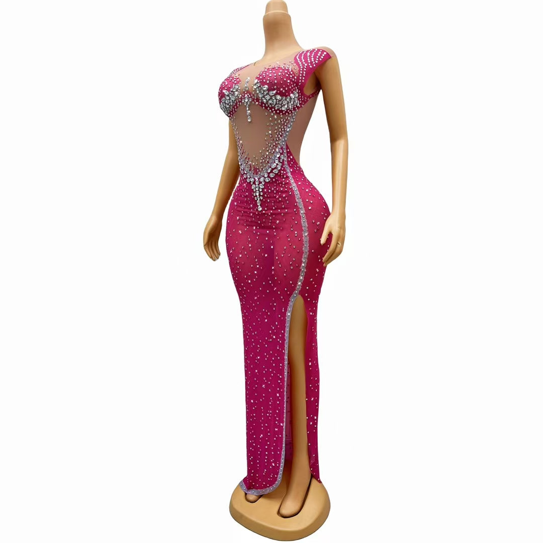 CELESINYI Lanbing Crystal Fuchsia Bodysuit
