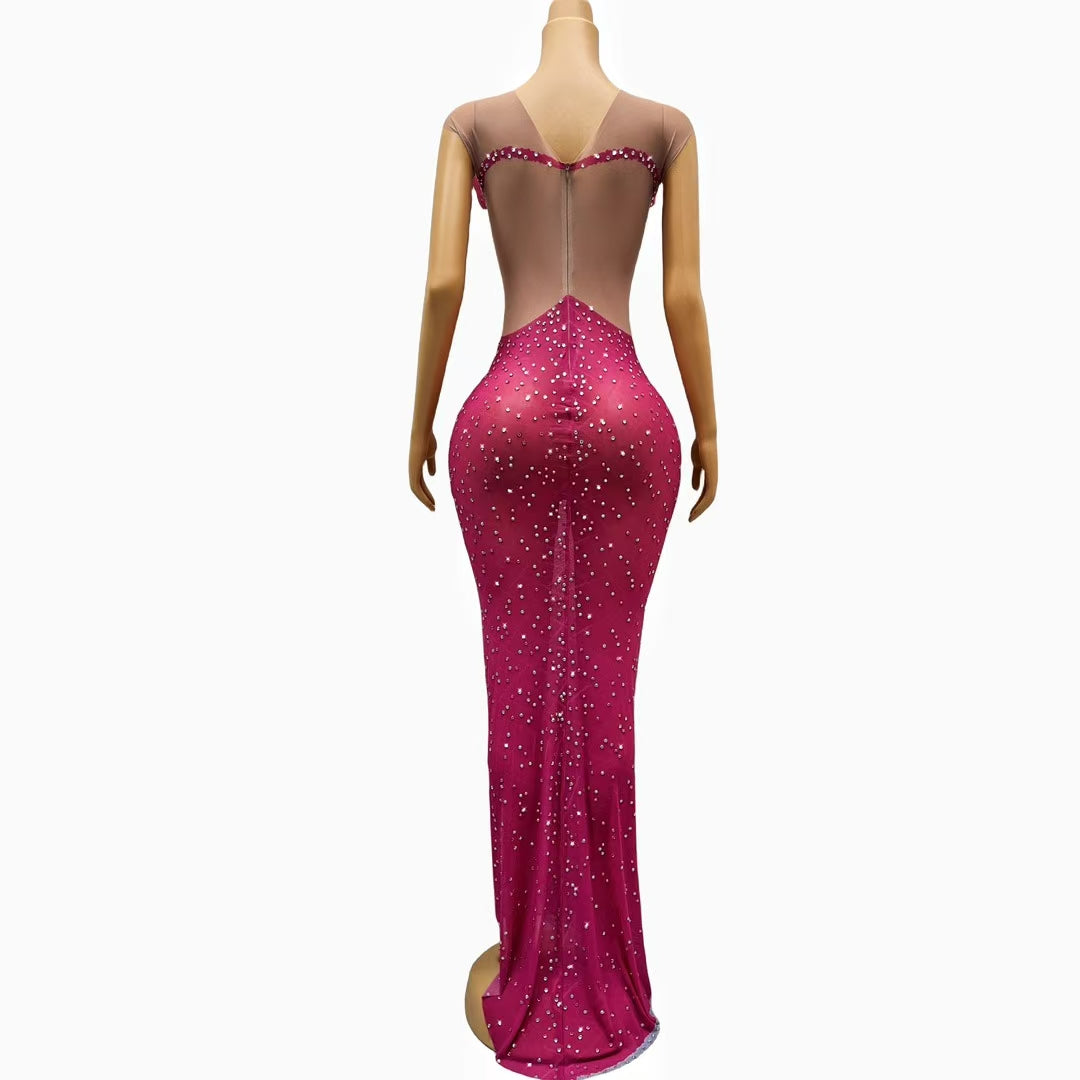 CELESINYI Lanbing Crystal Fuchsia Bodysuit