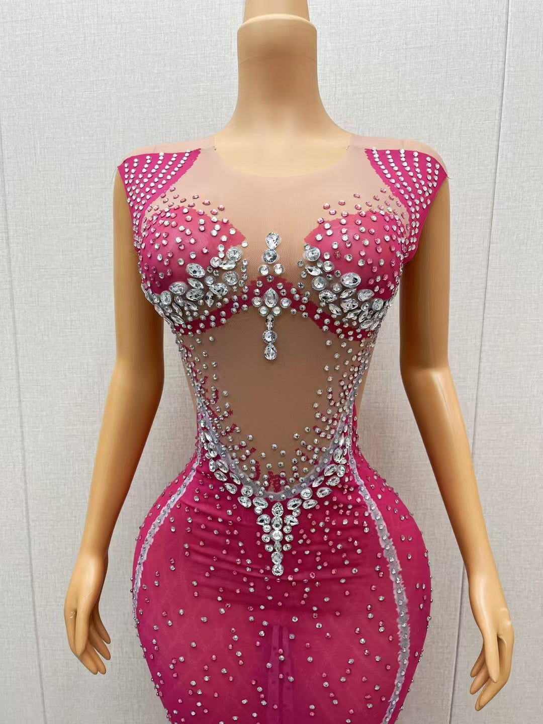 CELESINYI Lanbing Crystal Fuchsia Bodysuit