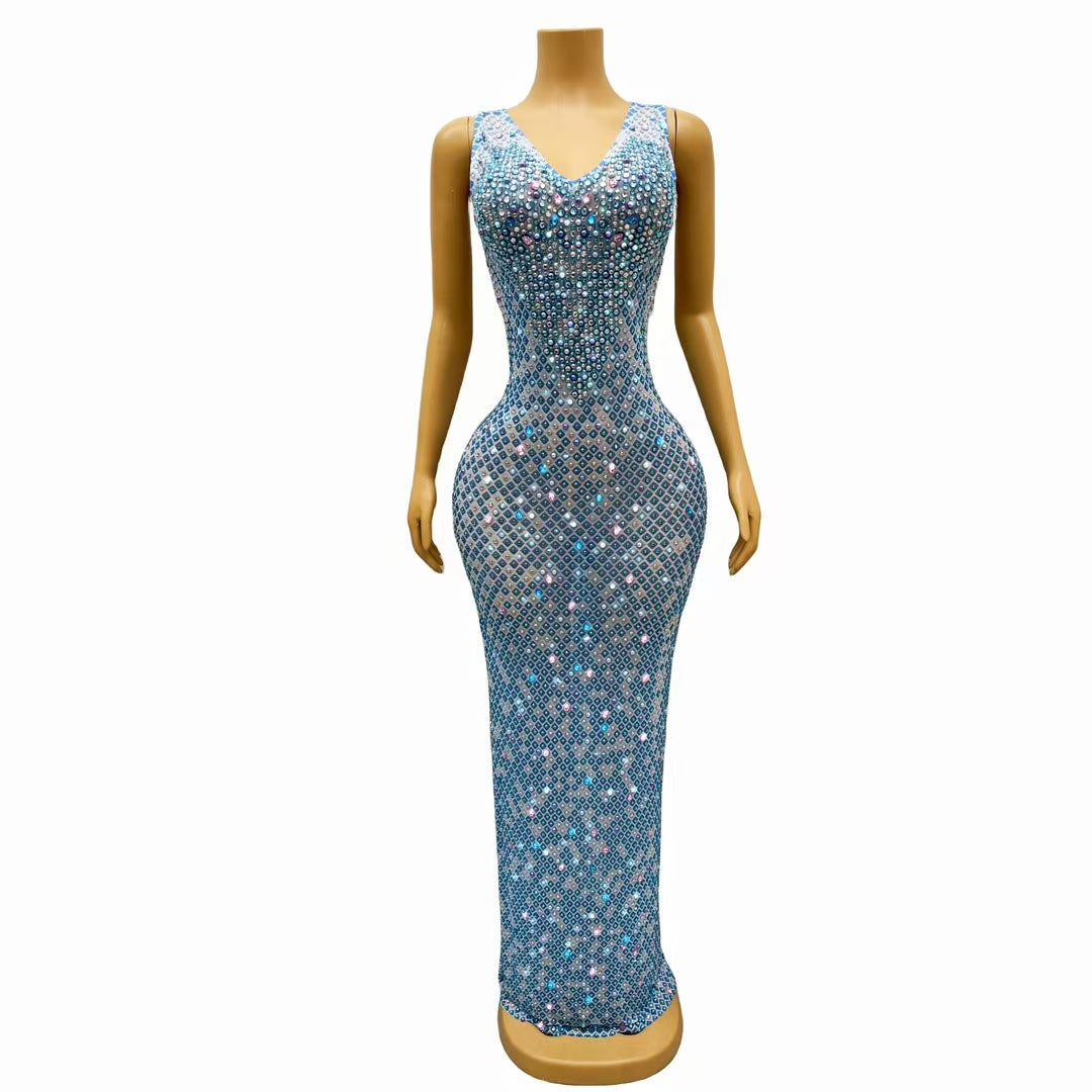 CELESINYI Bilanshe Crystal Blue Gem Bodysuit
