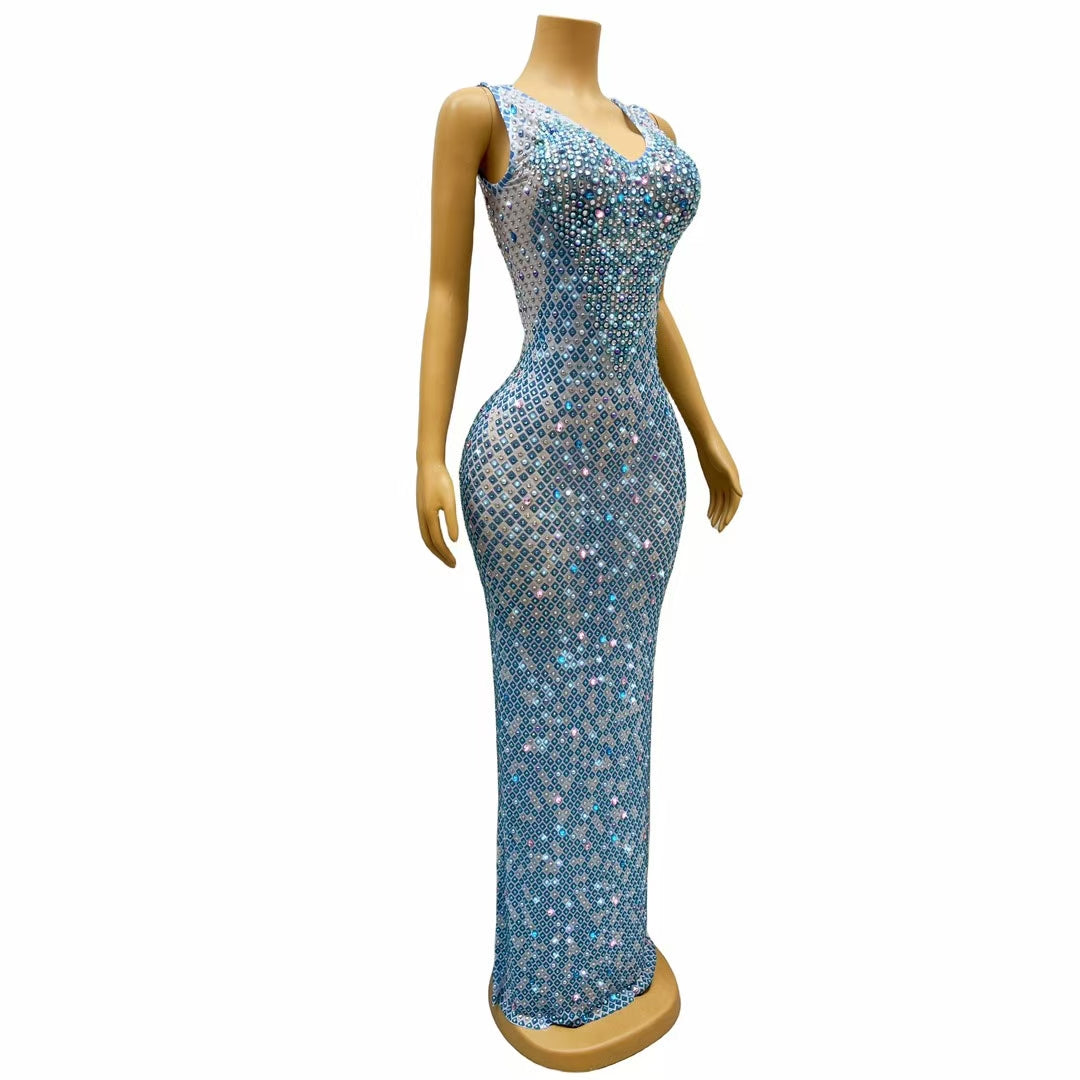 CELESINYI Bilanshe Crystal Blue Gem Bodysuit