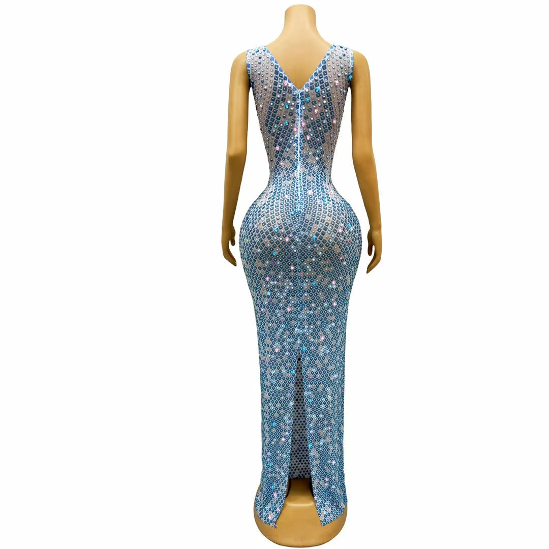 CELESINYI Bilanshe Crystal Blue Gem Bodysuit