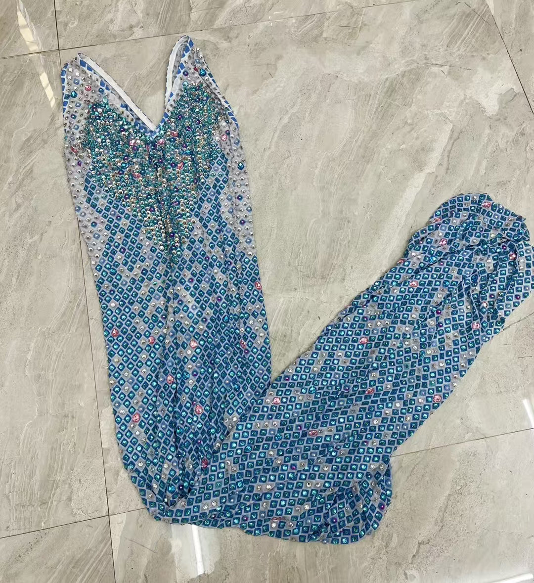 CELESINYI Bilanshe Crystal Blue Gem Bodysuit