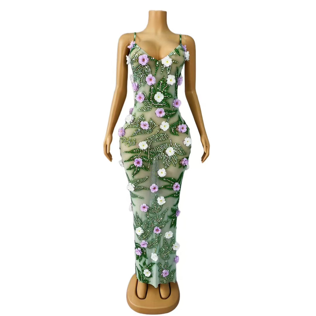CELESINYI Baihuaqun Crystal Garden 3D Flower Gown