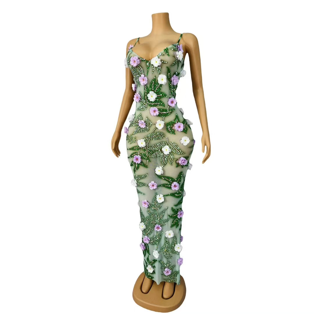 CELESINYI Baihuaqun Crystal Garden 3D Flower Gown