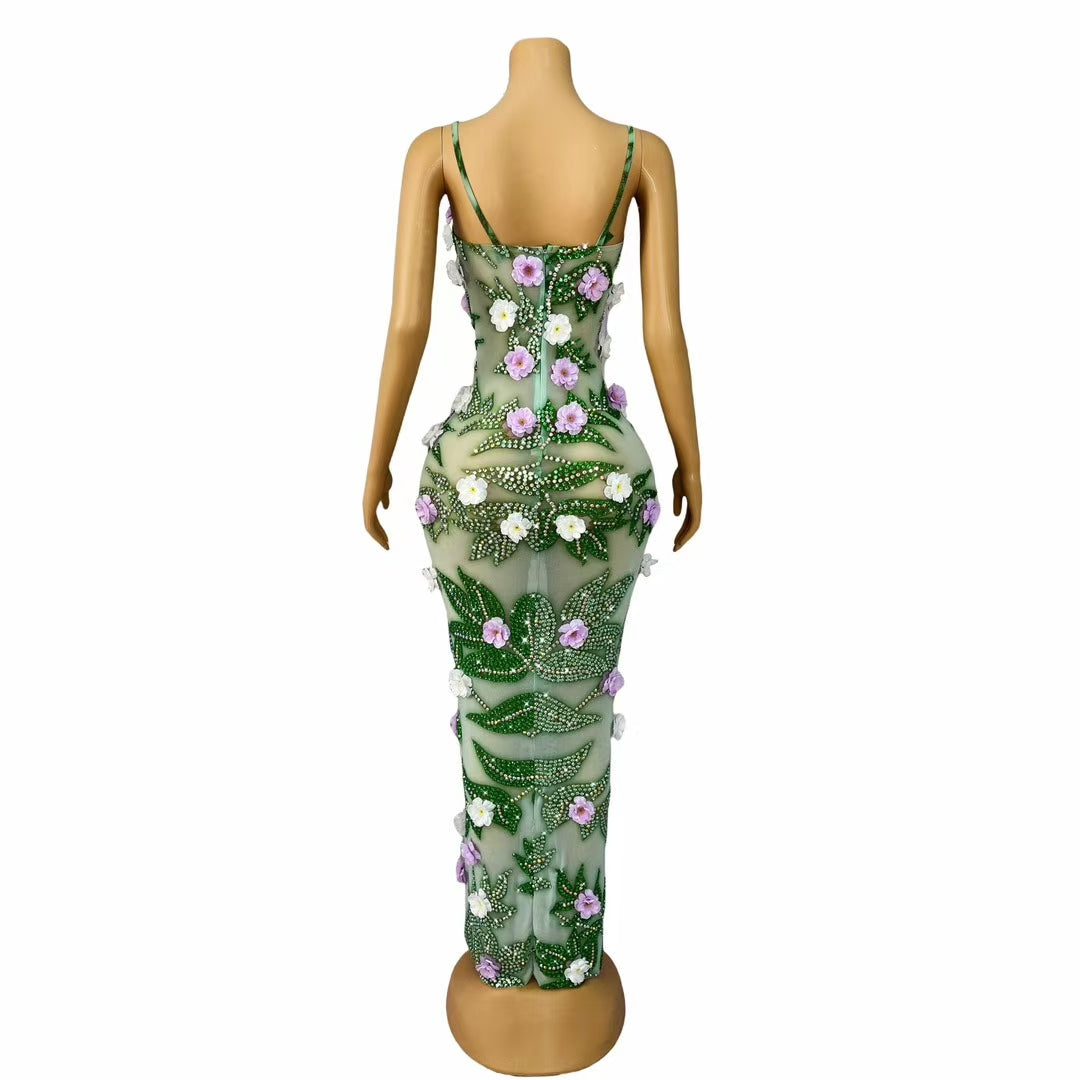 CELESINYI Baihuaqun Crystal Garden 3D Flower Gown