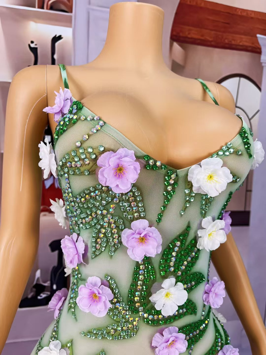 CELESINYI Baihuaqun Crystal Garden 3D Flower Gown