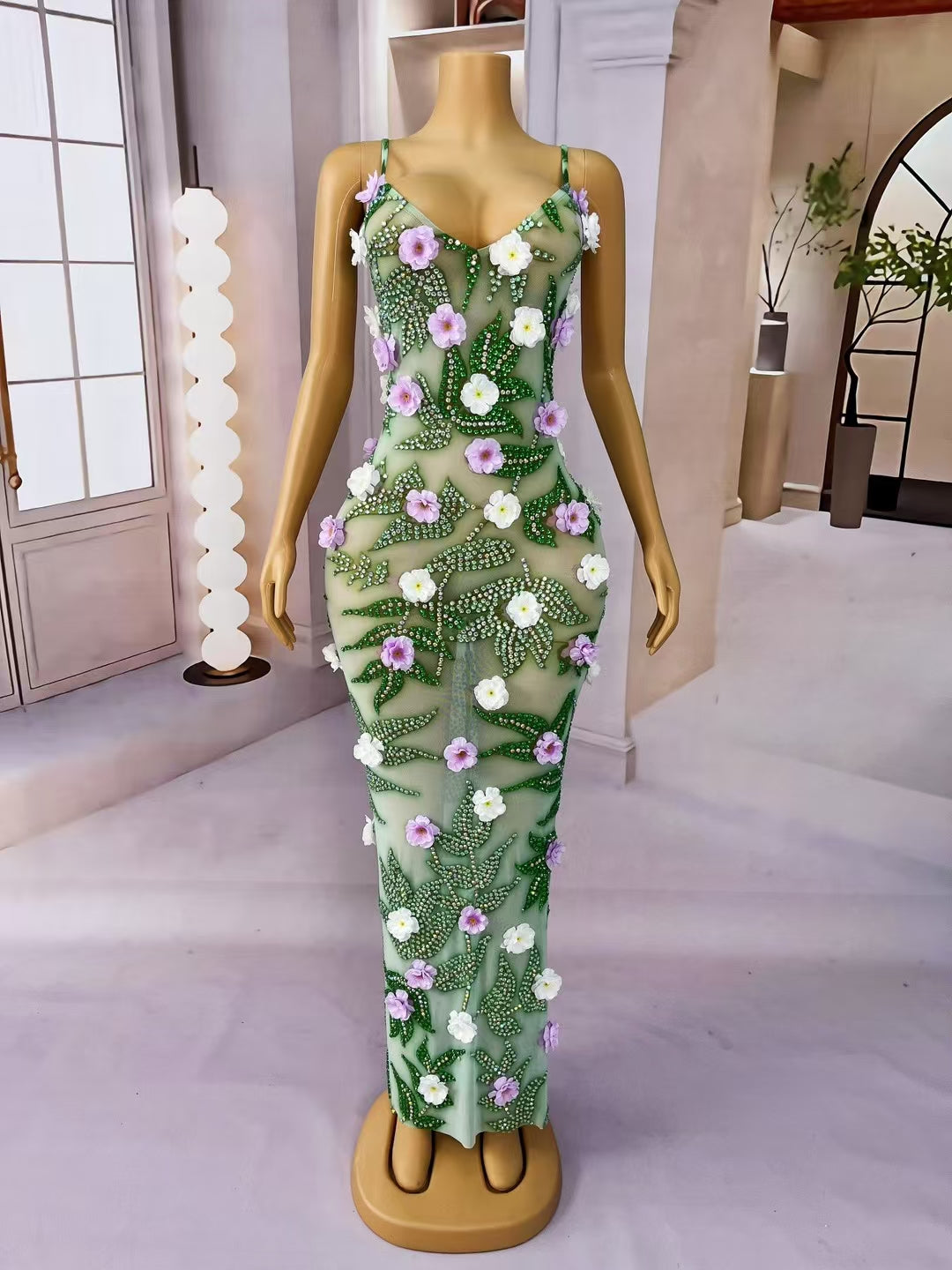 CELESINYI Baihuaqun Crystal Garden 3D Flower Gown