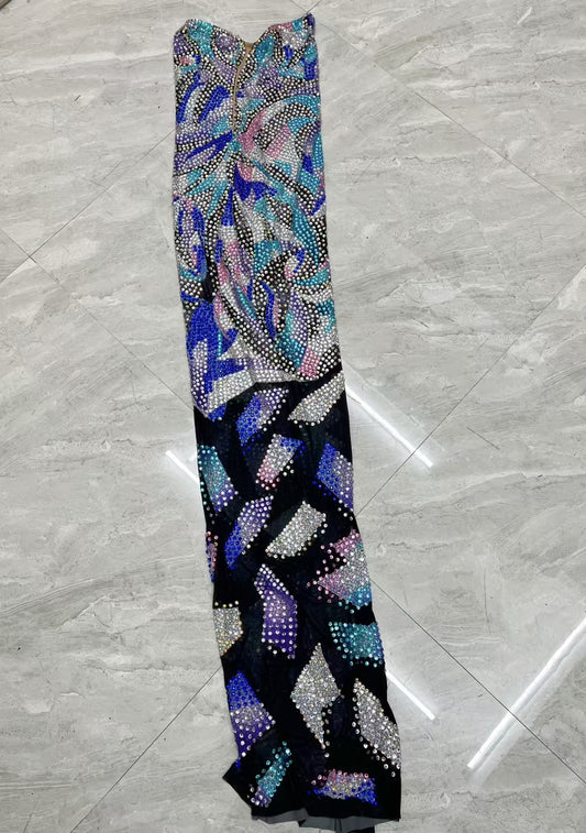CELESINYI Caiqi Crystal Peacock Swirl Gown