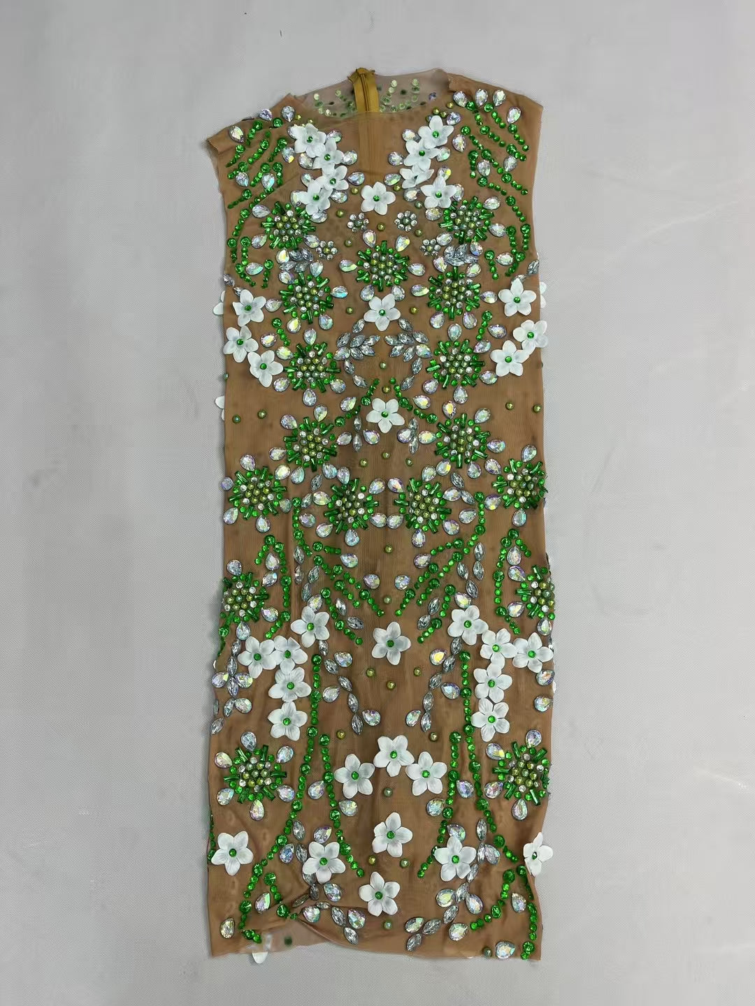 CELESINYI Lvchahua Crystal 3D Flower Illusion Gown