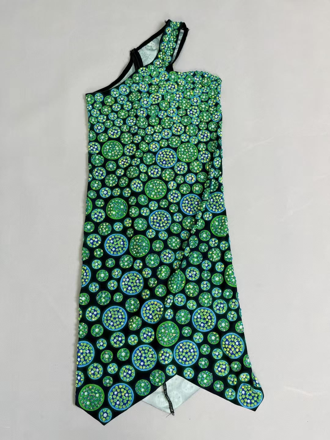 CELESINYI Lanlvguodong Crystal Neon Dot Mini Dress