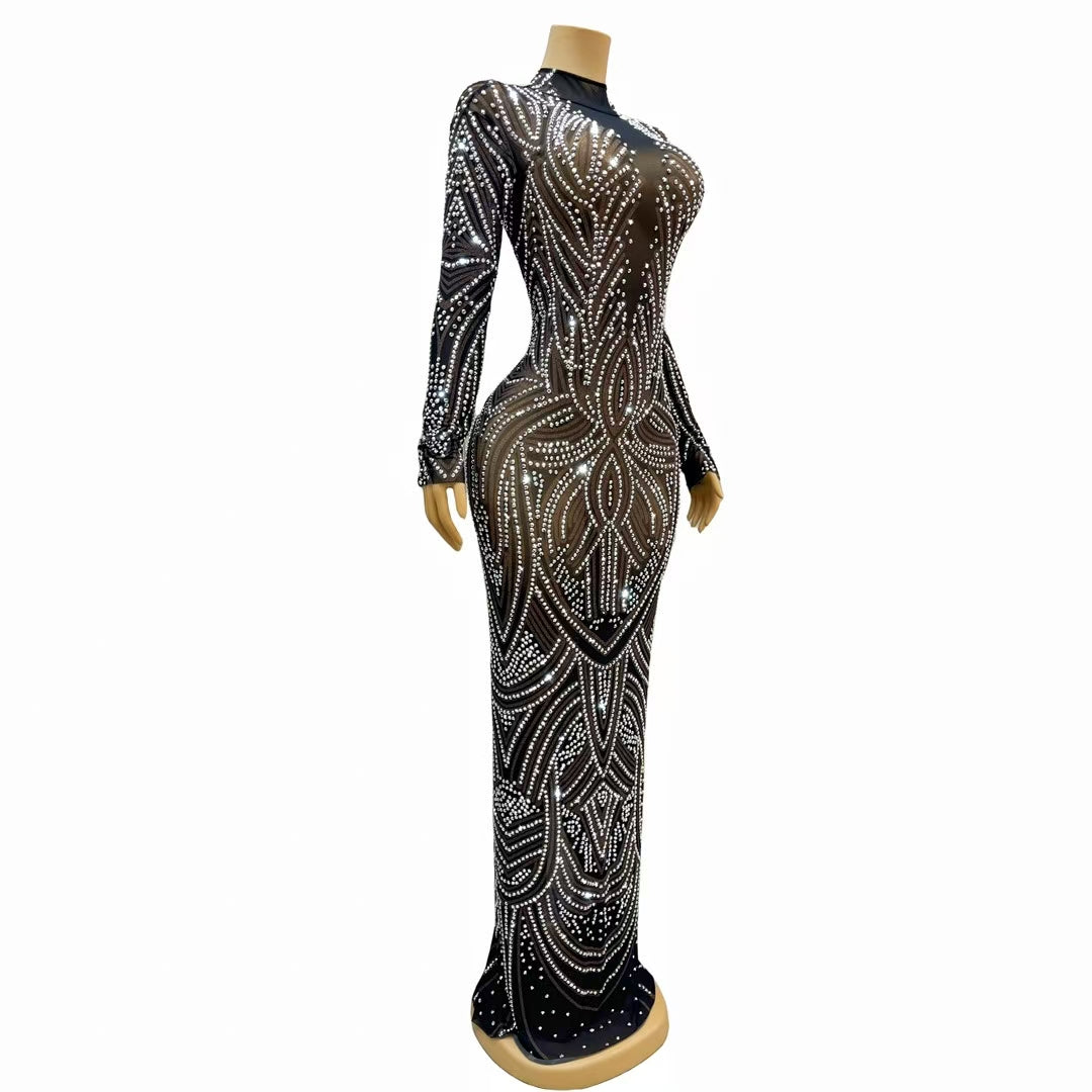 CELESINYI Huayuan Crystal Art Deco Leotard