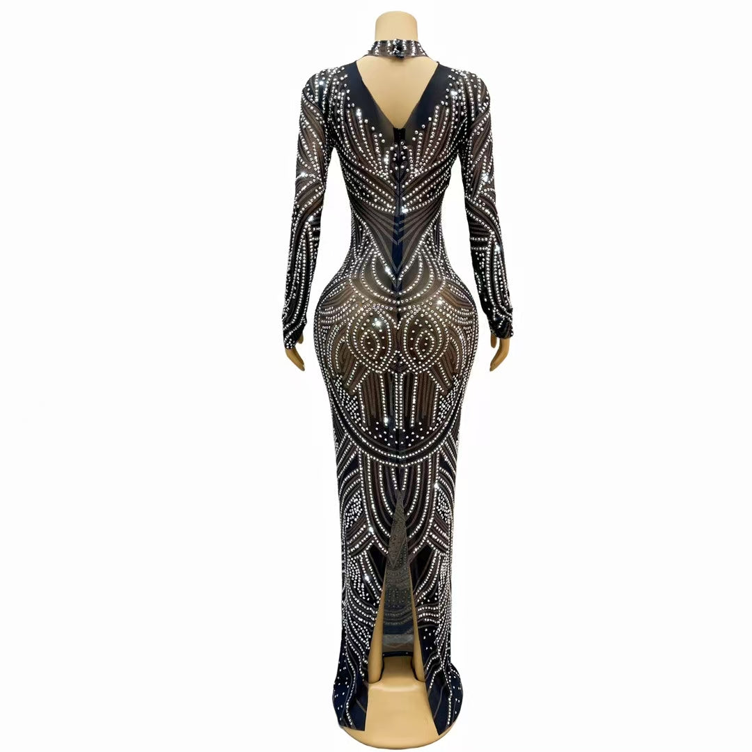 CELESINYI Huayuan Crystal Art Deco Leotard