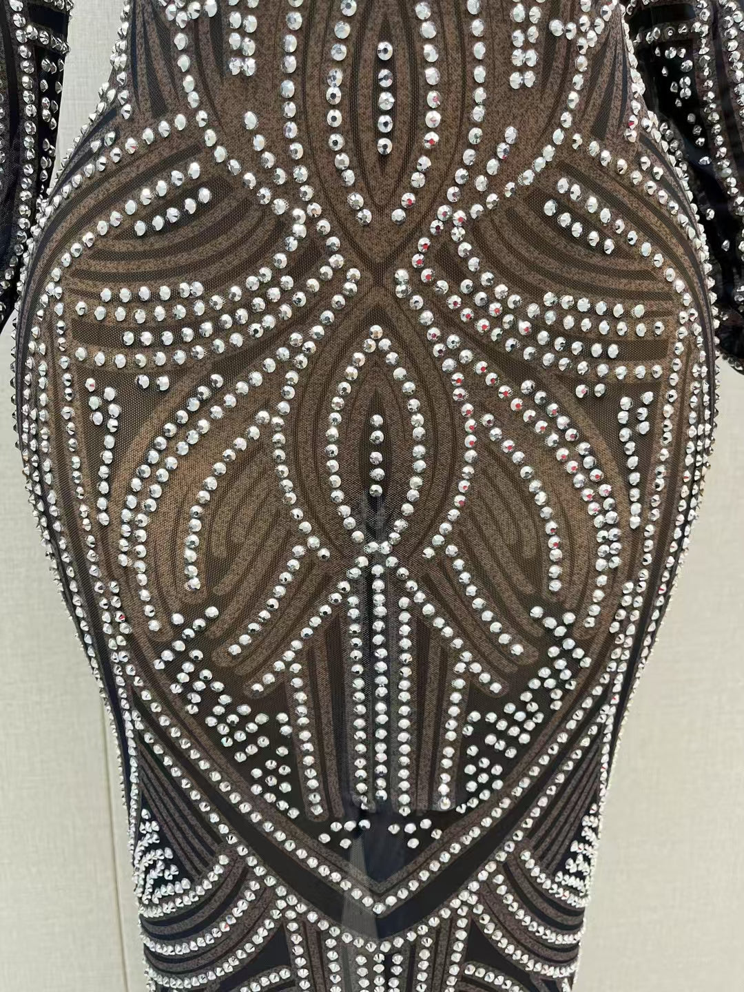 CELESINYI Huayuan Crystal Art Deco Leotard