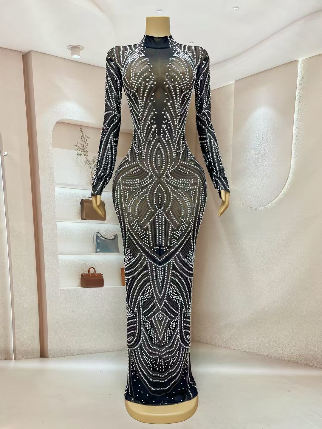 CELESINYI Huayuan Crystal Art Deco Leotard