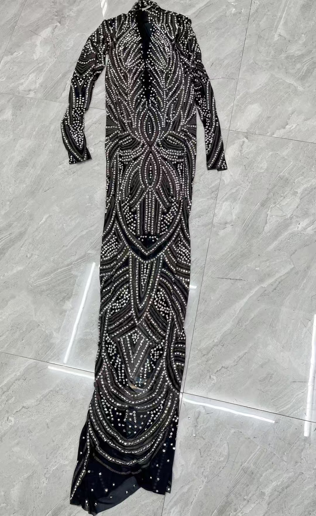 CELESINYI Huayuan Crystal Art Deco Leotard