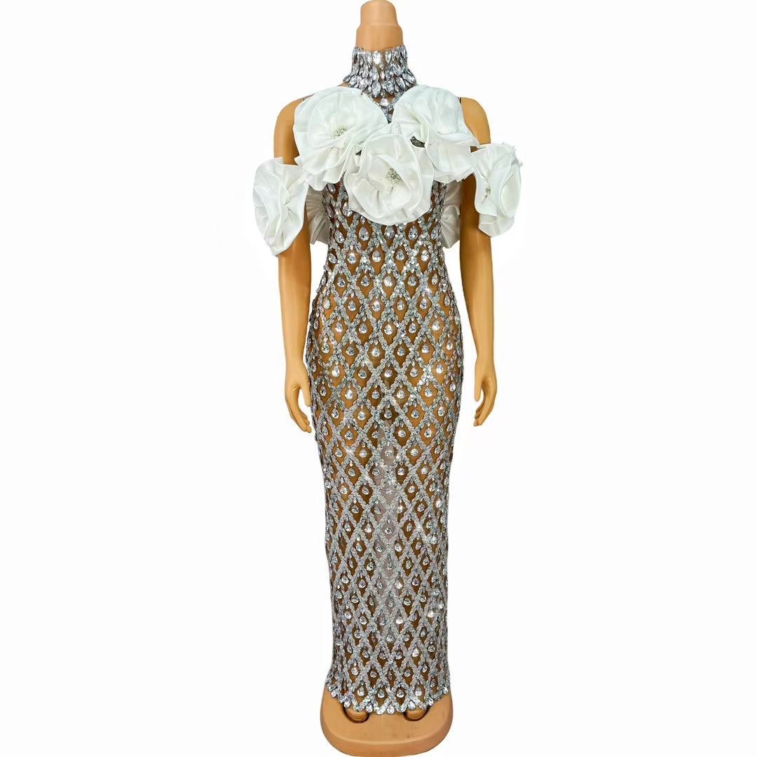 CELESINYI Shaokaoji Crystal 3D Rose Gown