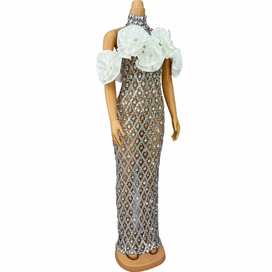 CELESINYI Shaokaoji Crystal 3D Rose Gown