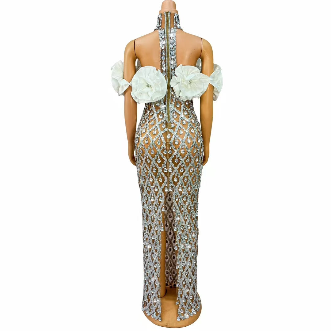 CELESINYI Shaokaoji Crystal 3D Rose Gown