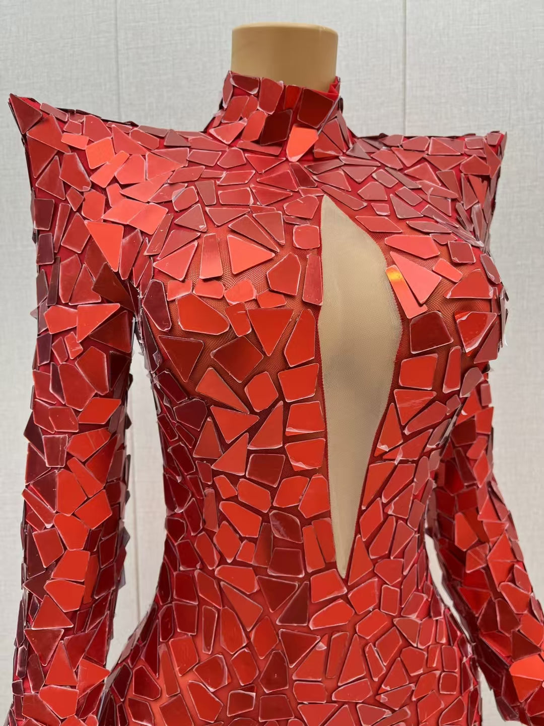 CELESINYI Jingyu Crystal Red Mirror Leotard
