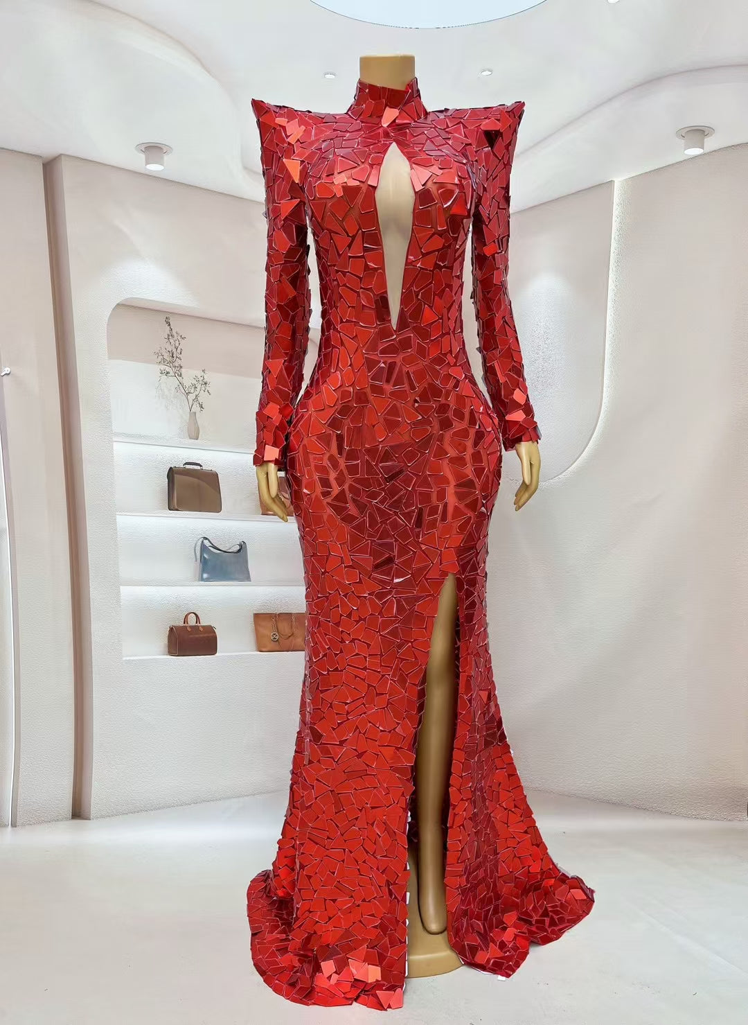 CELESINYI Jingyu Crystal Red Mirror Leotard