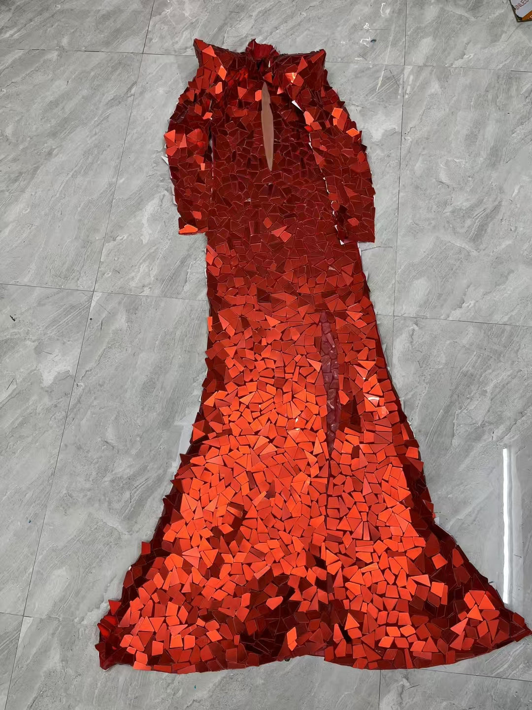 CELESINYI Jingyu Crystal Red Mirror Leotard