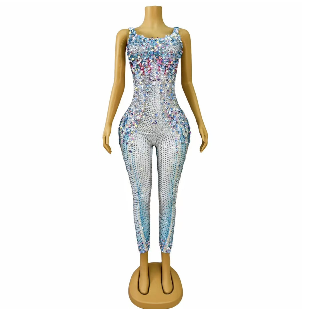 CELESINYI Lanmeimei Crystal Shell Scale Catsuit