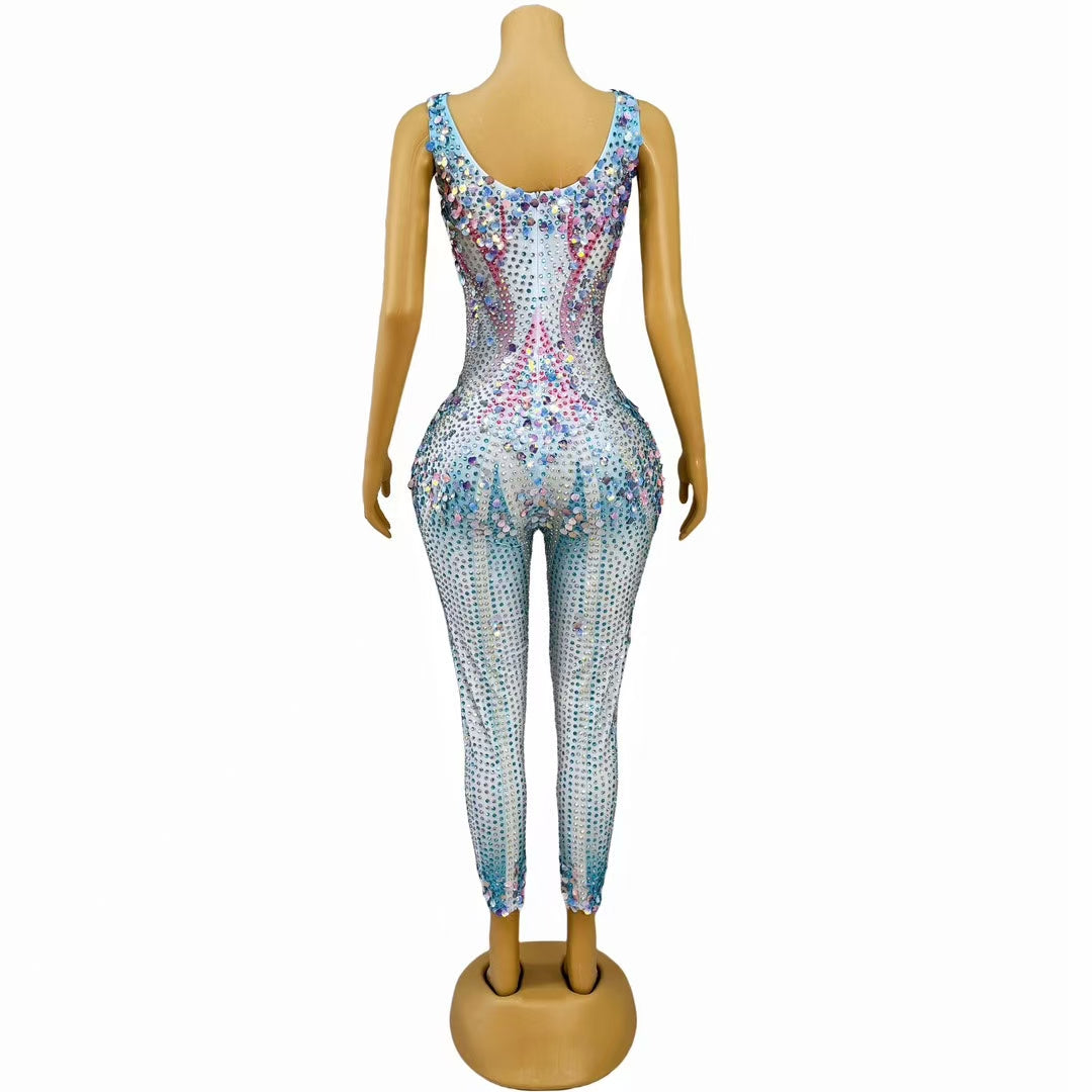 CELESINYI Lanmeimei Crystal Shell Scale Catsuit