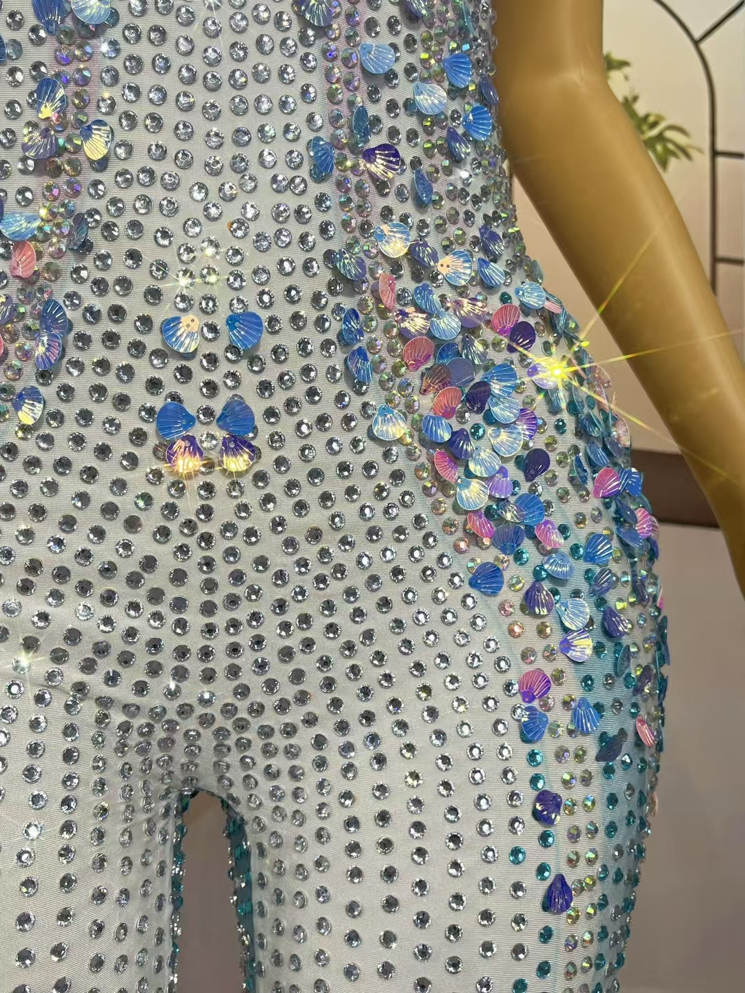 CELESINYI Lanmeimei Crystal Shell Scale Catsuit
