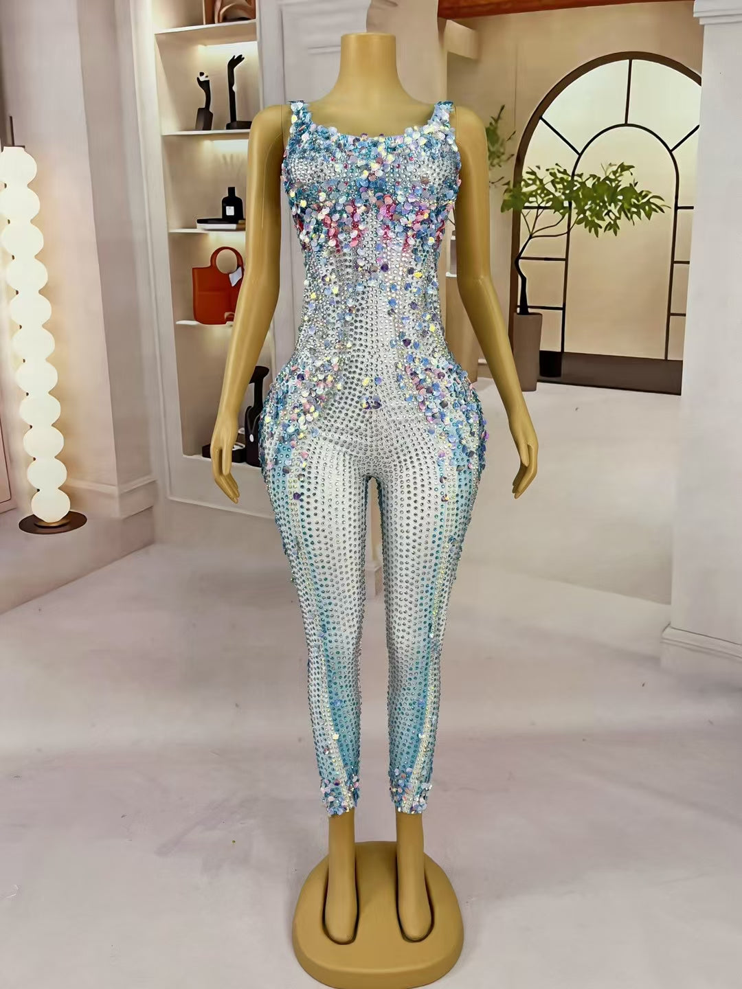 CELESINYI Lanmeimei Crystal Shell Scale Catsuit