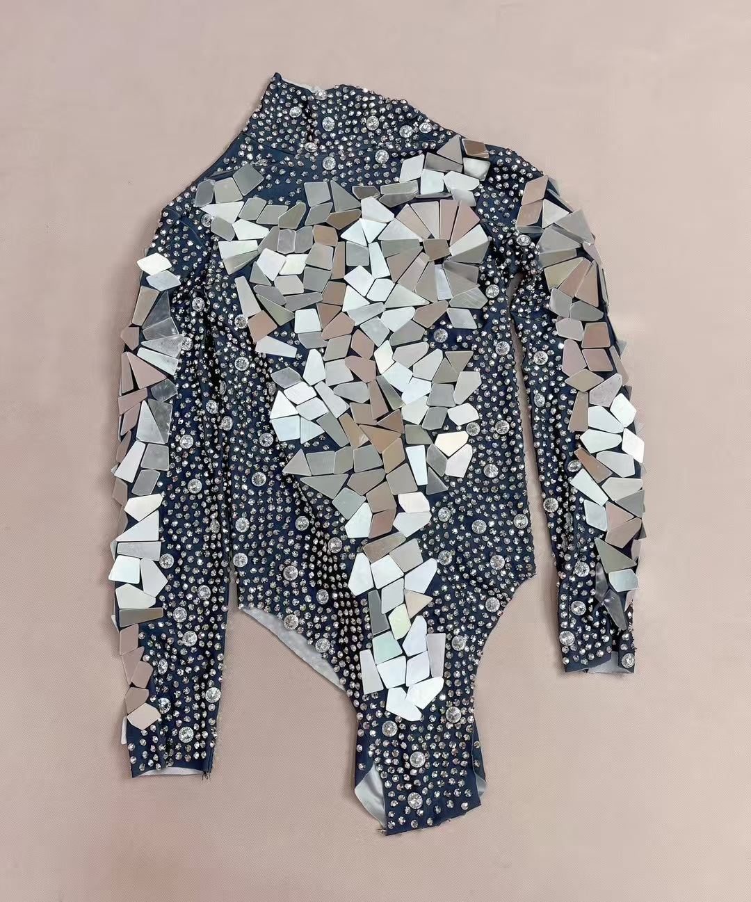 CELESINYI Yinpingzi Crystal Mirror Shard Mini Dress